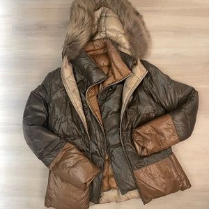 Herno Reversible Puffer Fur Hooded Coat Size 44 (fits like an 8)